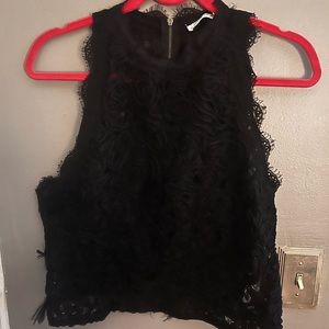 Zara Black Lace shirt Zipper back Tank Top Shirt